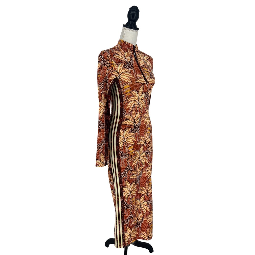 Farm Rio x Adidas Tropical Print Zip Up Midi Dress Small - Picture 11 of 16